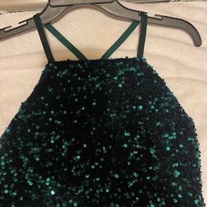 Green sequin crop top